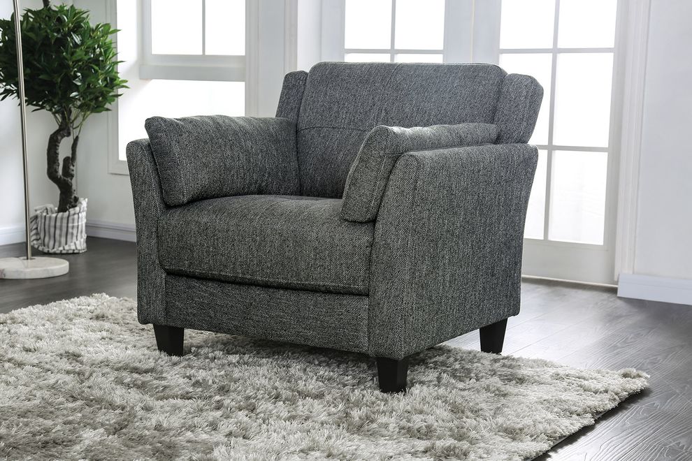 Gray Contemporary Chair in Linen Like Fabric by Furniture of America