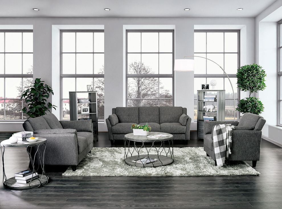 Gray Contemporary Sofa in Linen Like Fabric by Furniture of America