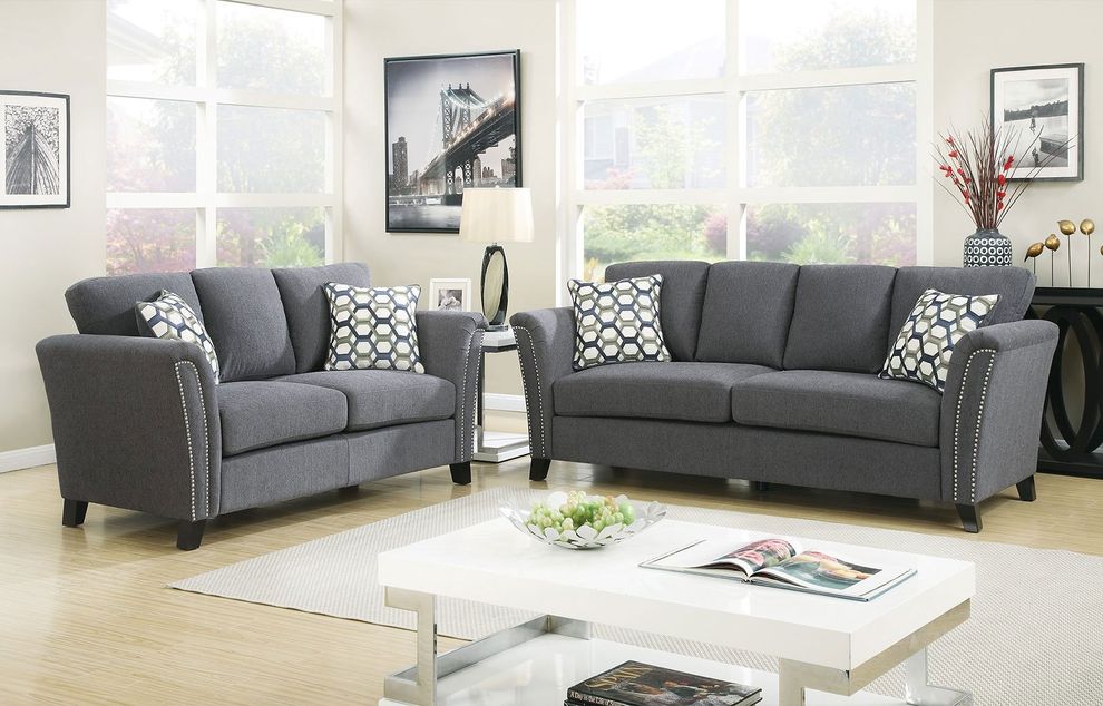 Gray Contemporary Sofa w/ Nailhead Trim by Furniture of America