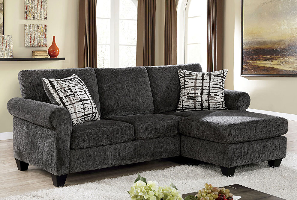 Gray fabric transitional sectional sofa by Furniture of America