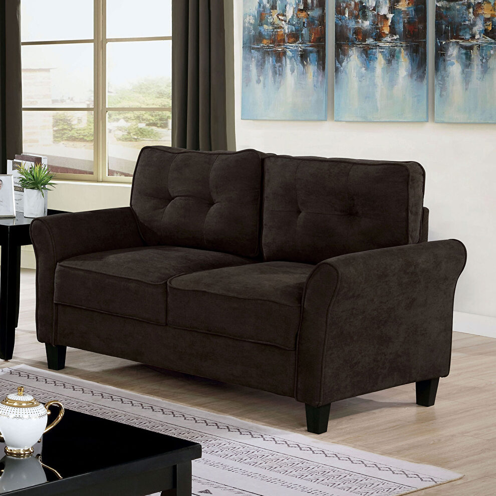 Additional charm plush button tufted loveseat by Furniture of America
