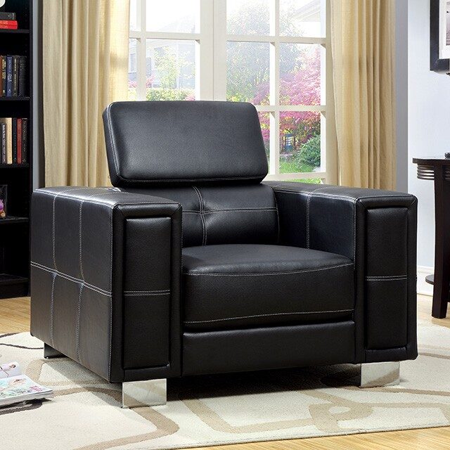 Bonded leather match black chair by Furniture of America