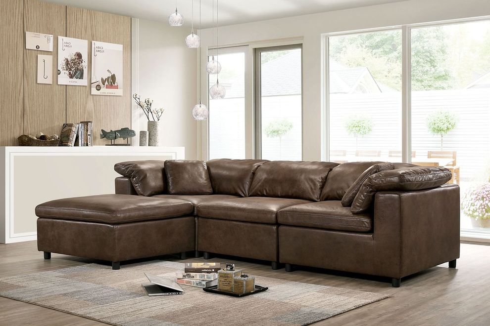 Brown Contemporary Modular Sectional by Furniture of America