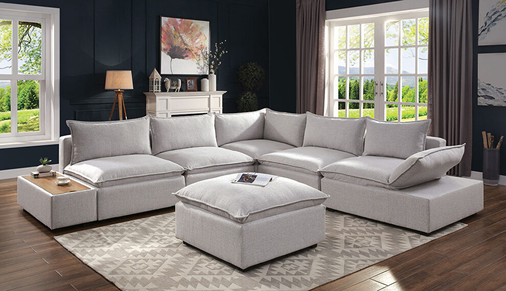Uniquely extra-plush fully-upholstered soft sectional sofa by Furniture of America