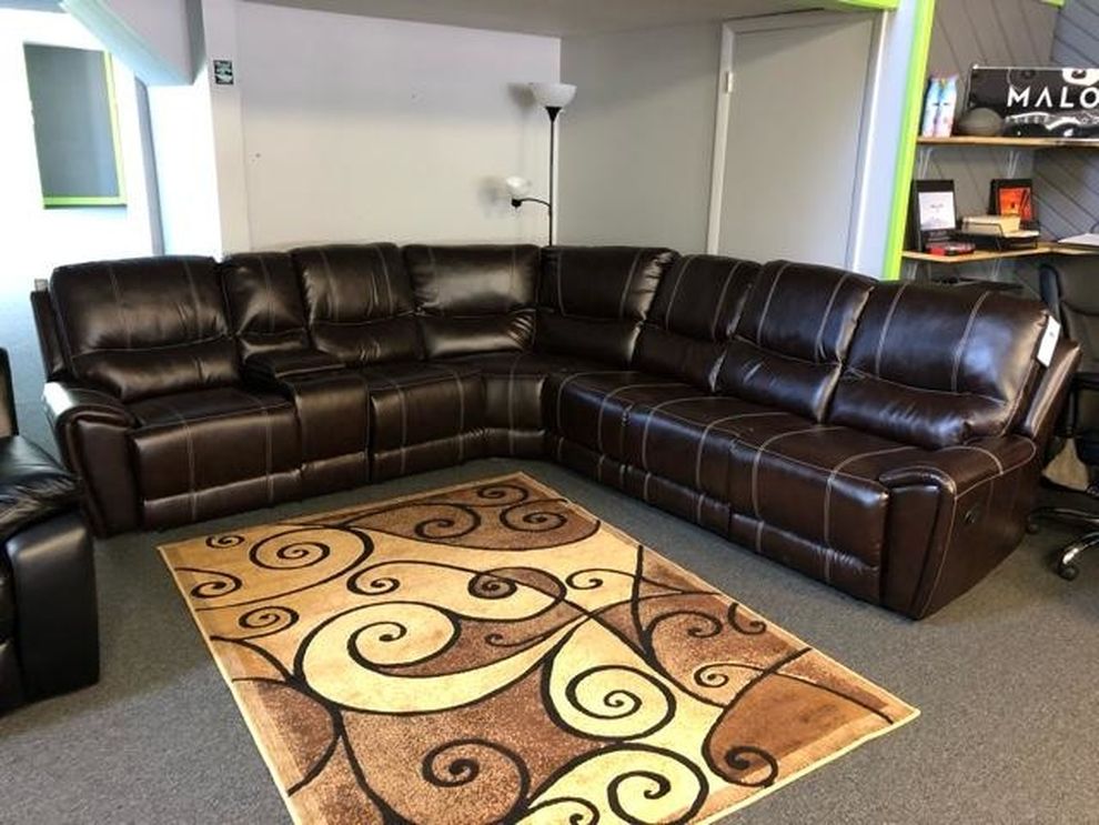 Brown reclining sectional w/ 3 recliners by Furniture of America