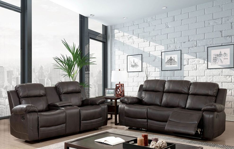 Brown Recliner Contemporary Sofa by Furniture of America