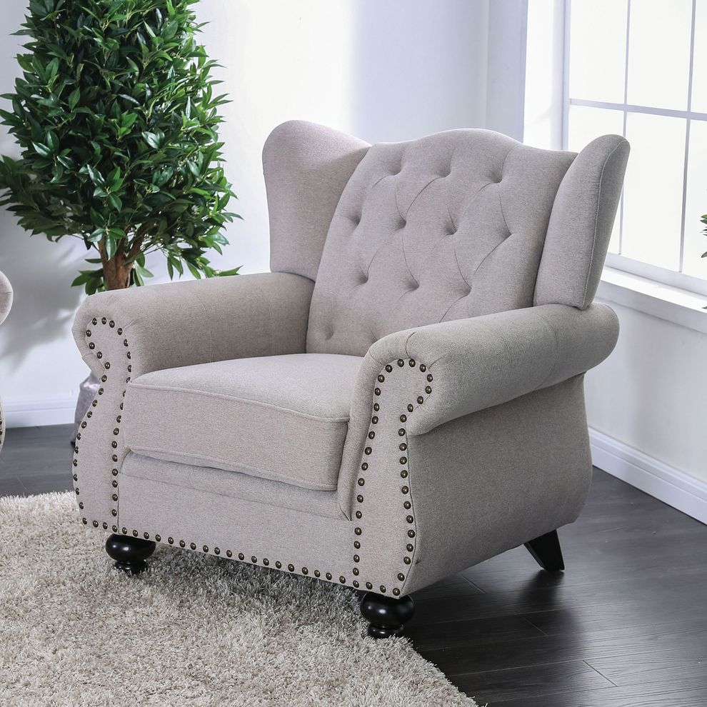 Light Gray Ewloe Transitional Chair by Furniture of America