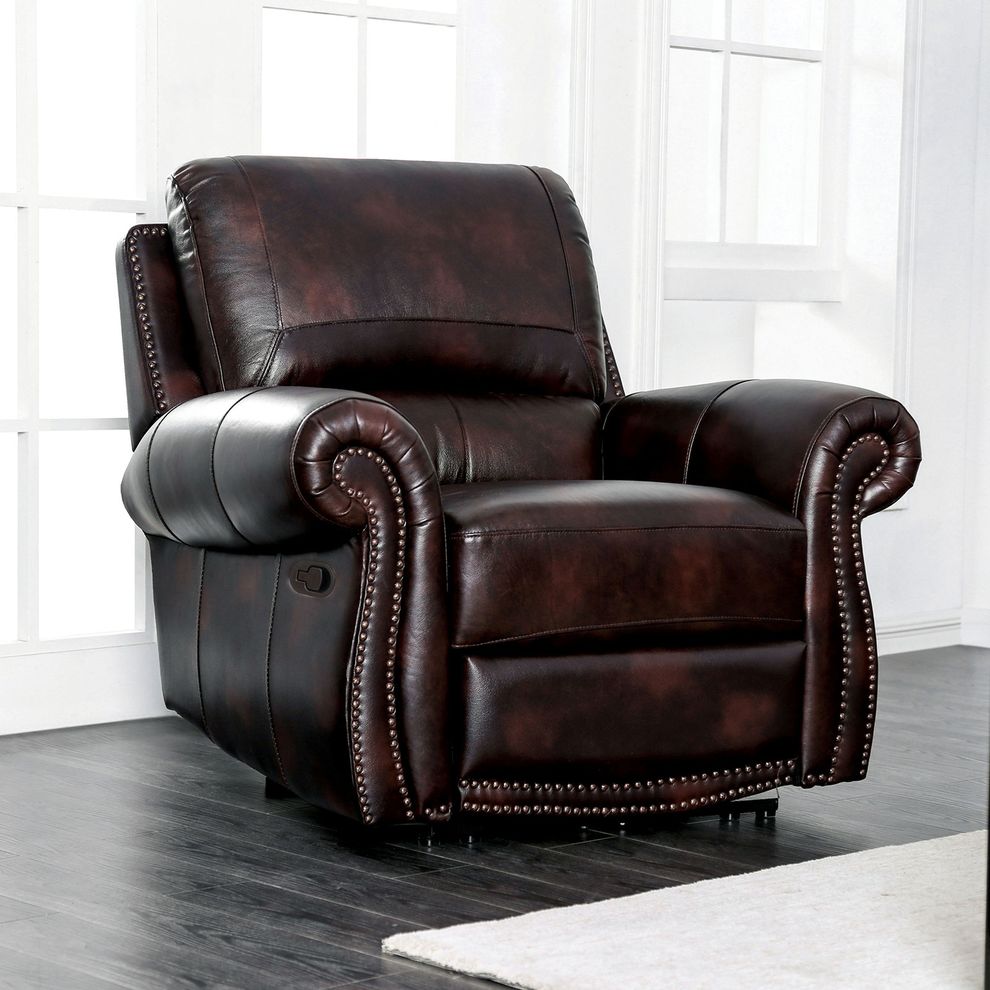 Brown Traditional Chair w/ Powered Recliners by Furniture of America