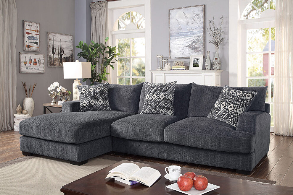 Gray fabric massive living room sectional by Furniture of America