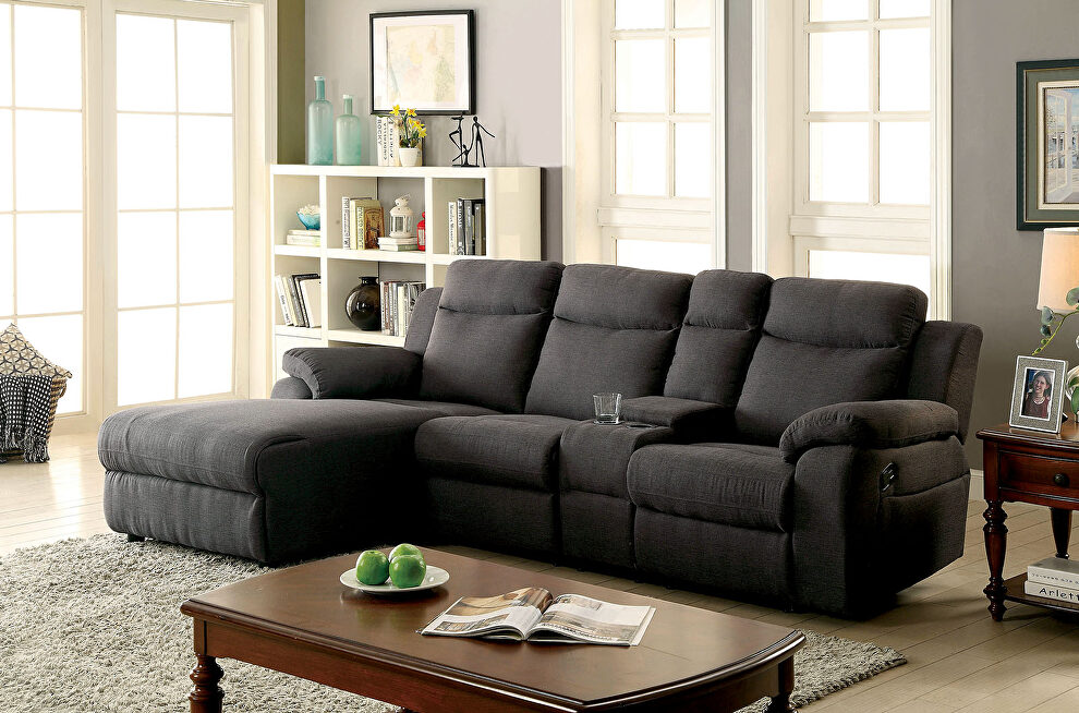 Gray chenille upholstery recliner sectional by Furniture of America