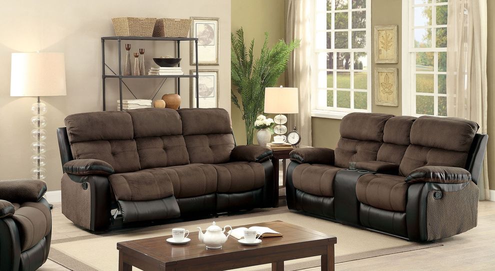 Unique brown/black casual style recliner sofa by Furniture of America