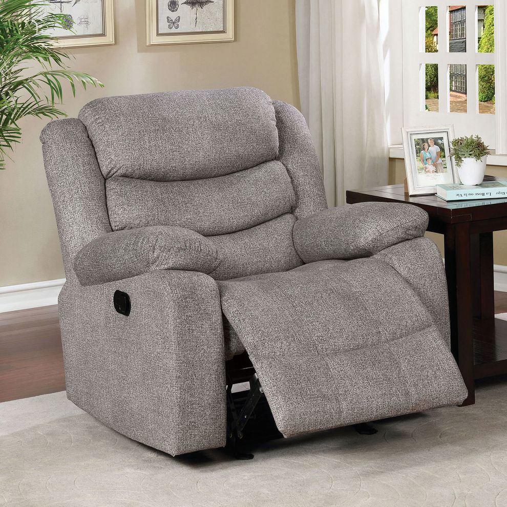 Light Gray Contemporary Recliner Chair by Furniture of America
