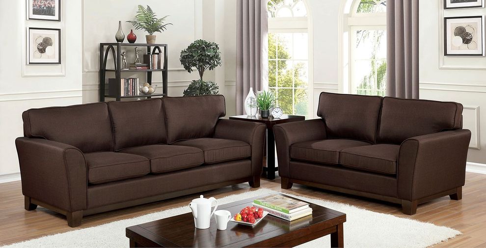 Brown Caldicot Transitional Sofa by Furniture of America