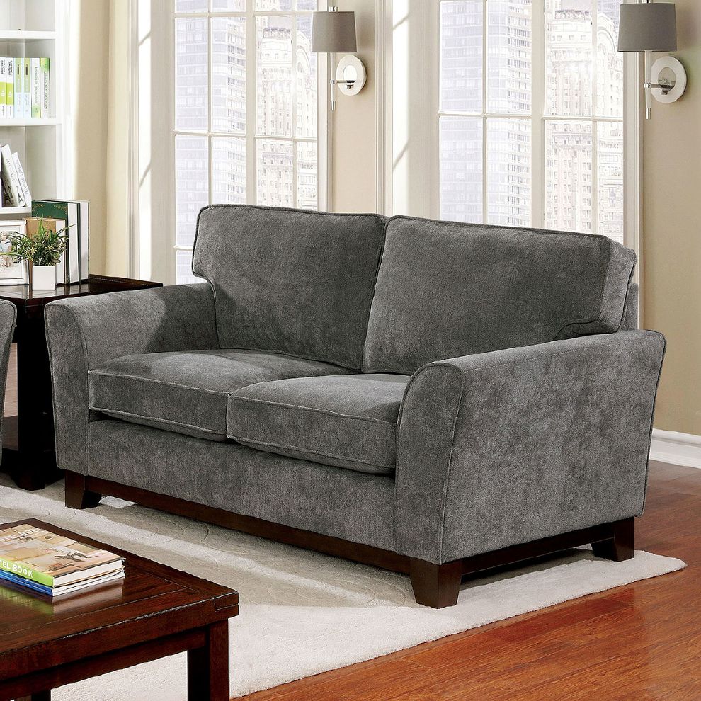 Gray Caldicot Transitional Loveseat by Furniture of America