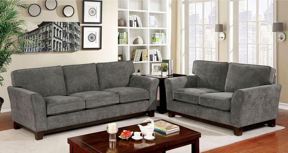 Gray caldicot transitional sofa by Furniture of America