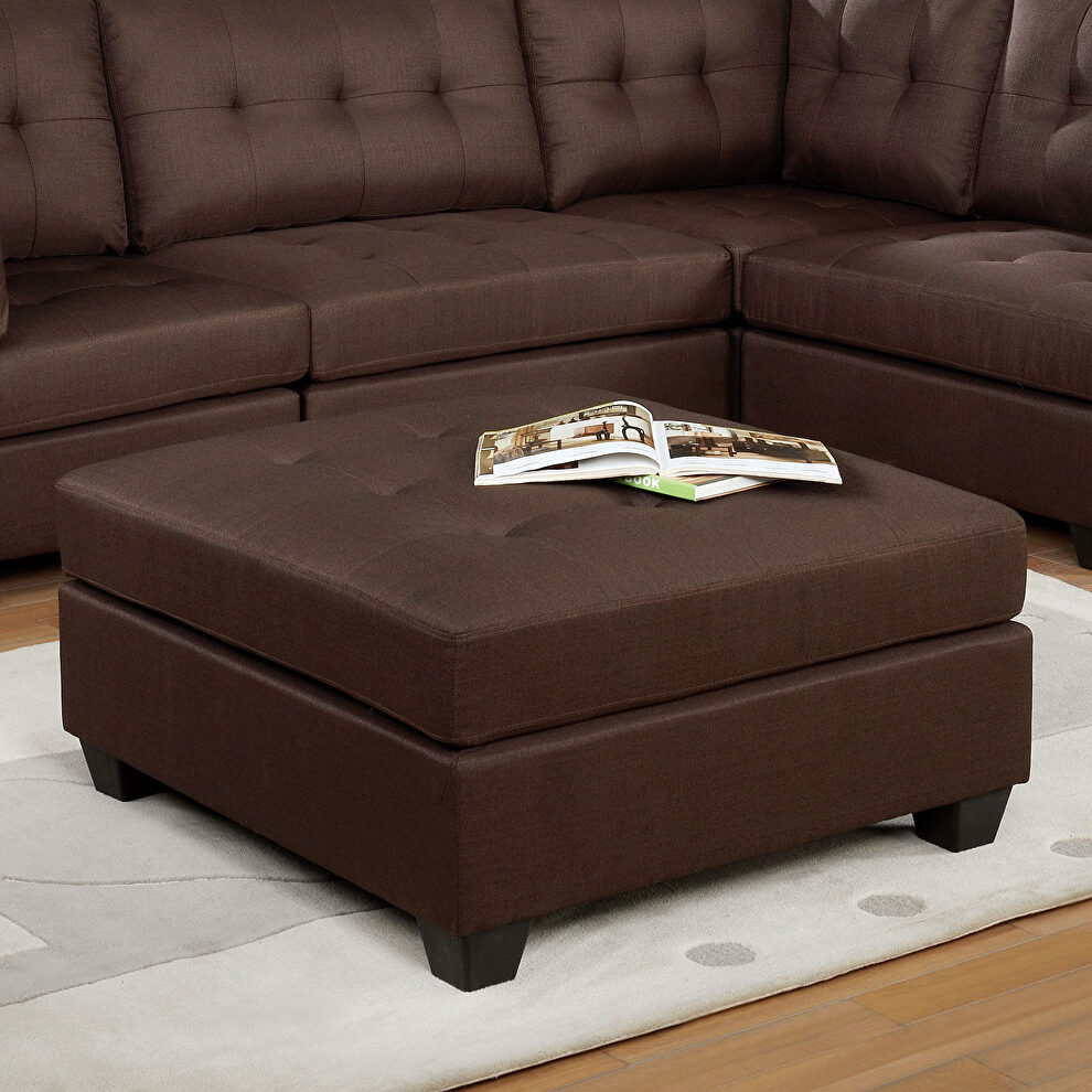 Modular design brown linen-like fabric ottoman by Furniture of America