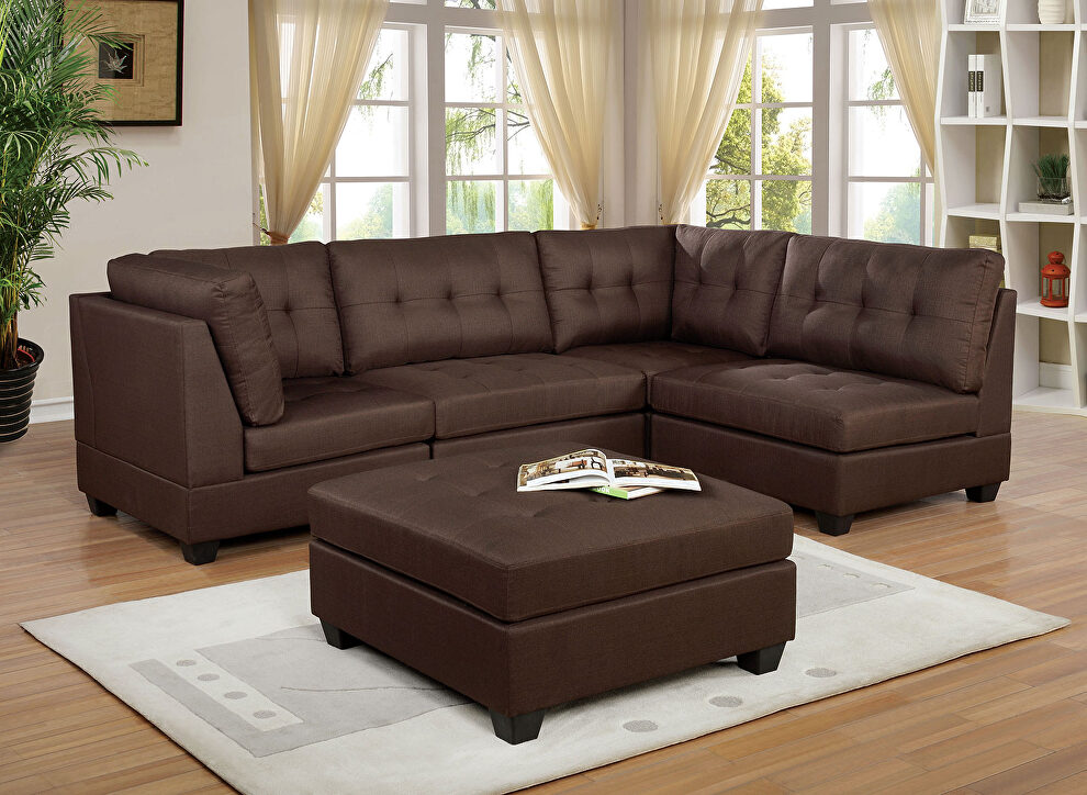 Modular design neutral canvas sectional sofa by Furniture of America