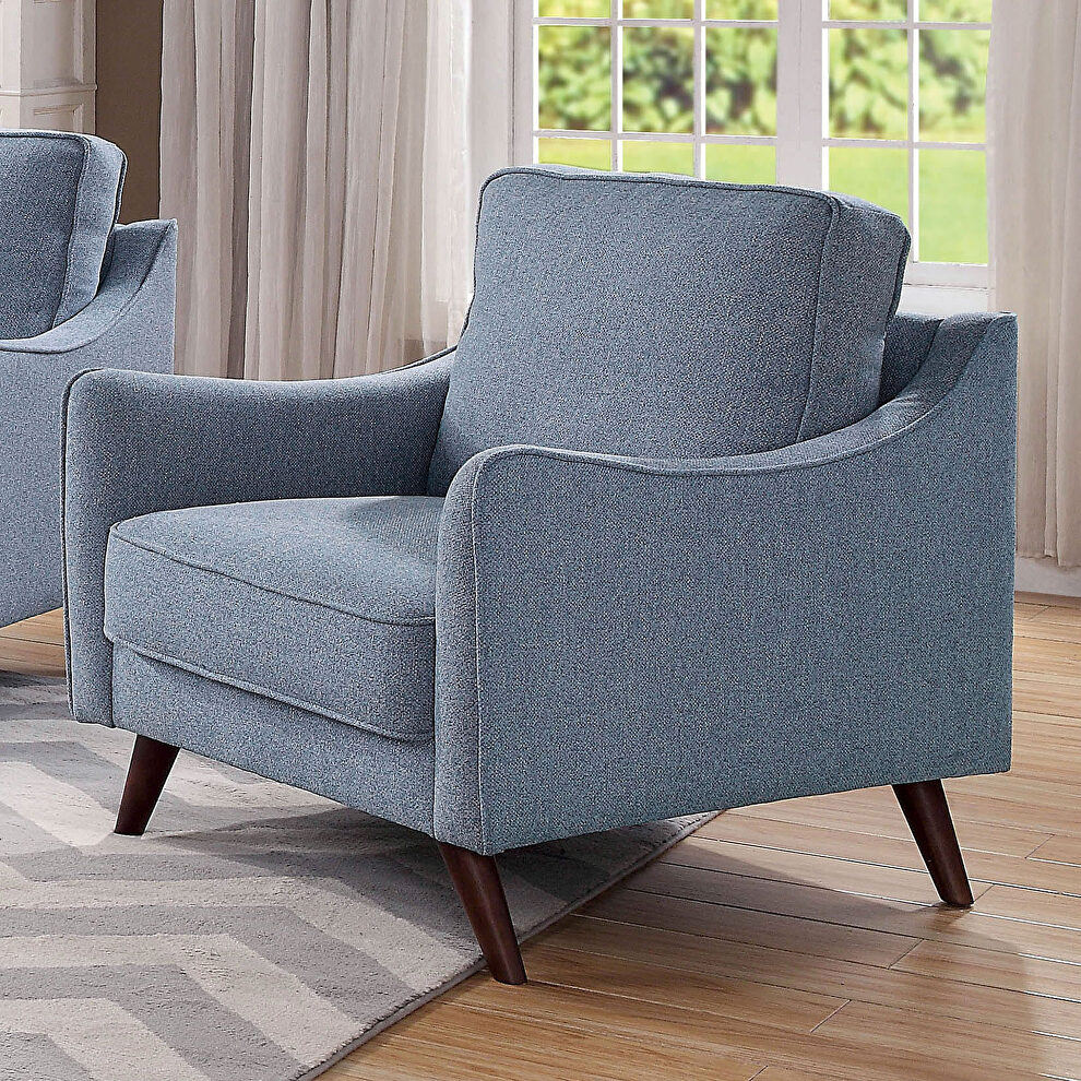 Light blue linen-like fabric transitional chair by Furniture of America
