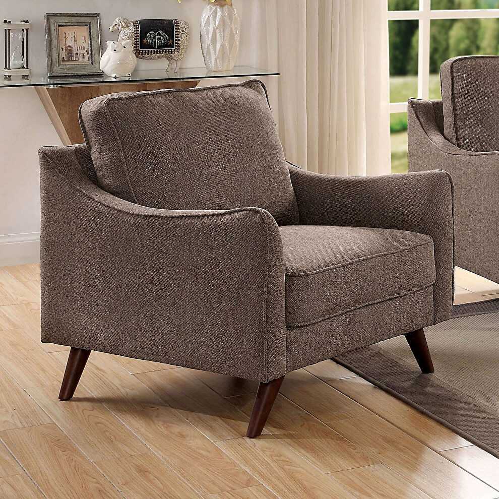 Light brown linen-like fabric transitional chair by Furniture of America