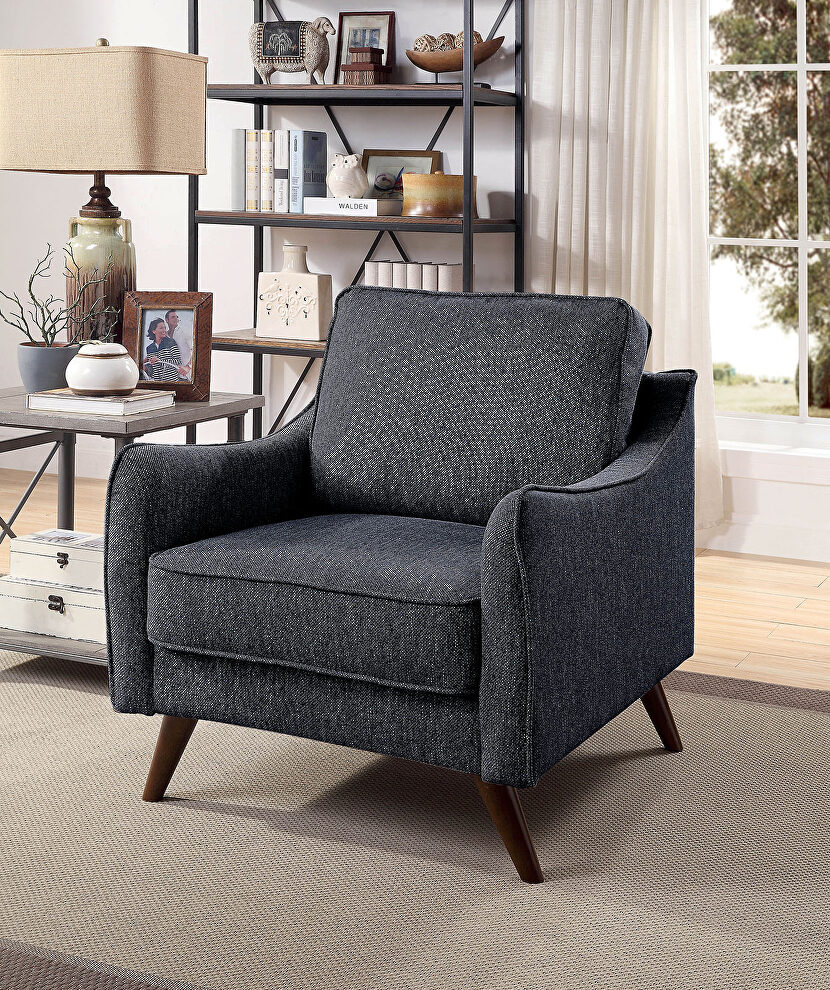 Gray linen-like fabric transitional chair by Furniture of America