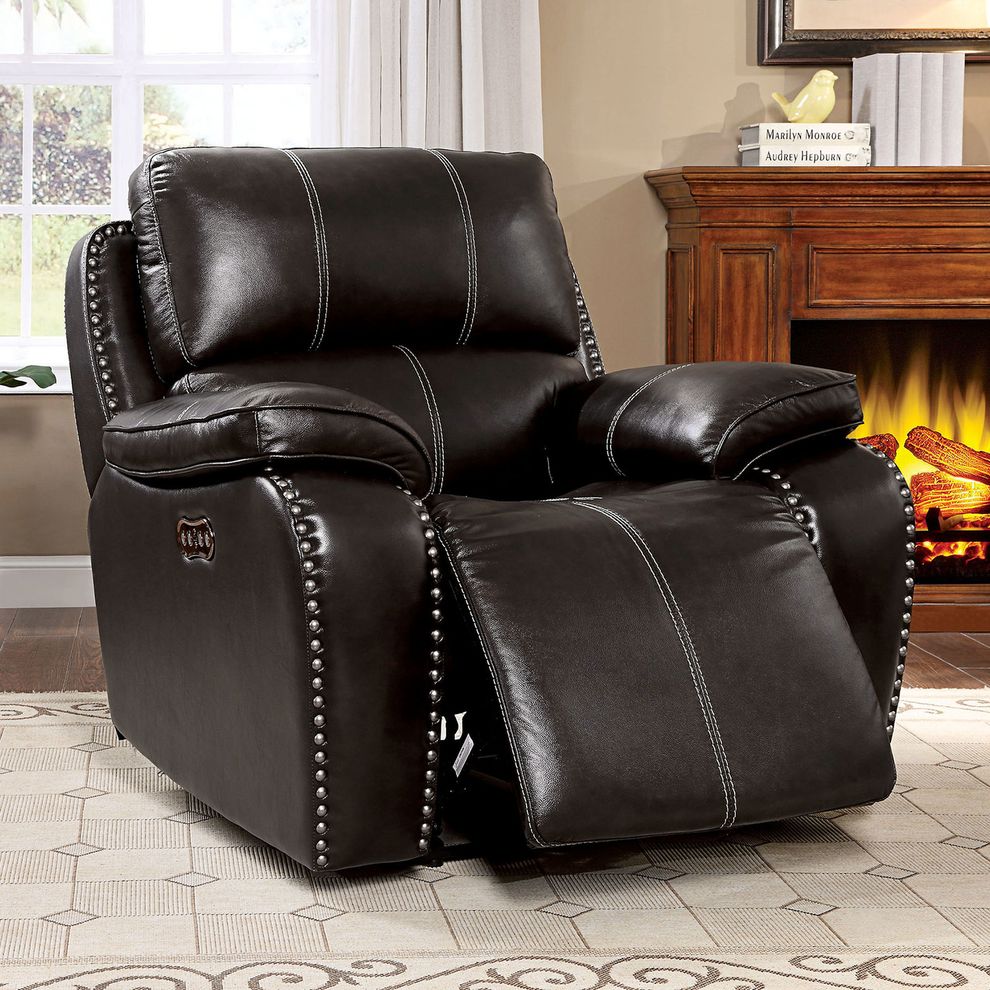 Dark Brown Transitional Power Chair by Furniture of America