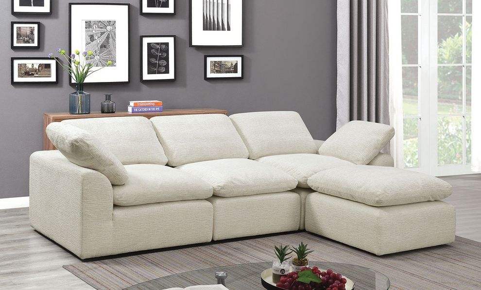 Cream 4pcs modular contemporary sectional by Furniture of America