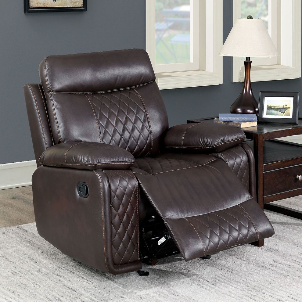 Brown transitional recliner chair by Furniture of America