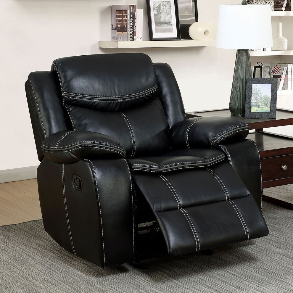 Black Transitional Recliner Chair by Furniture of America