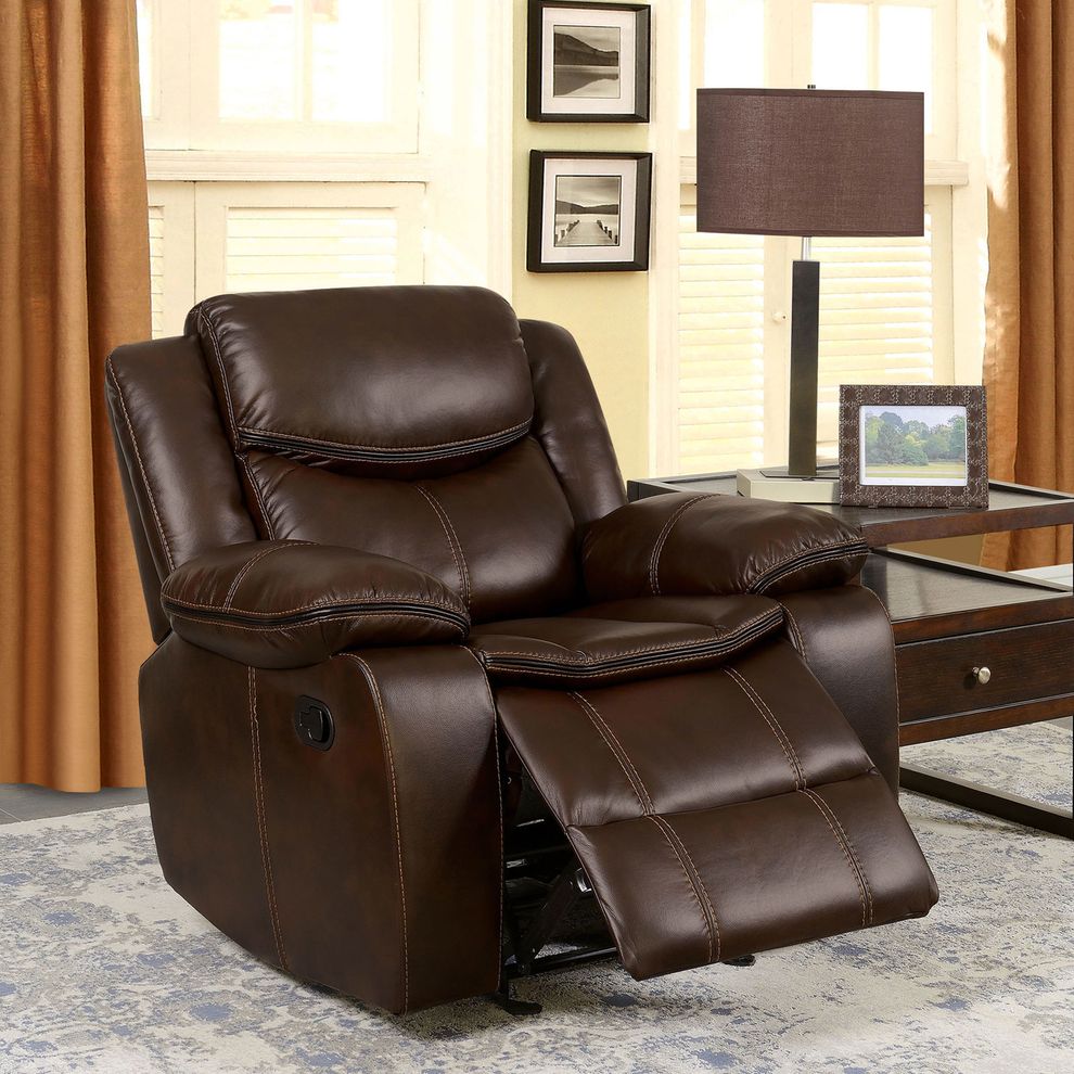 Brown Transitional Recliner Chair by Furniture of America
