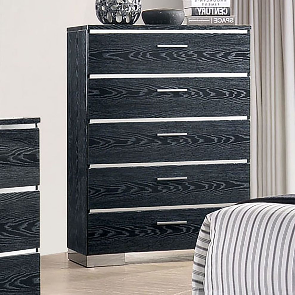 Geometric shape contemporary black finish chest by Furniture of America