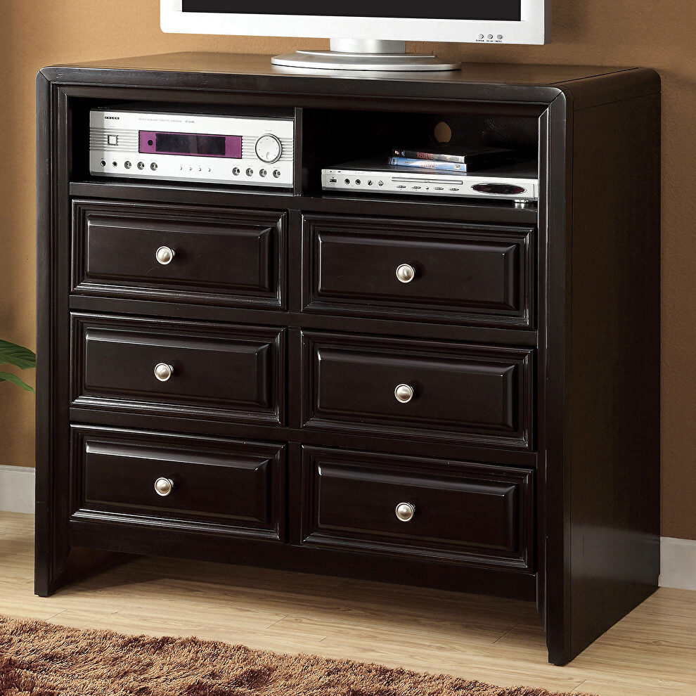 Espresso solid wood transitional mediachest by Furniture of America