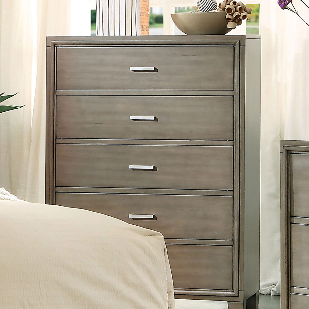 Gray solid wood contemporary chest by Furniture of America