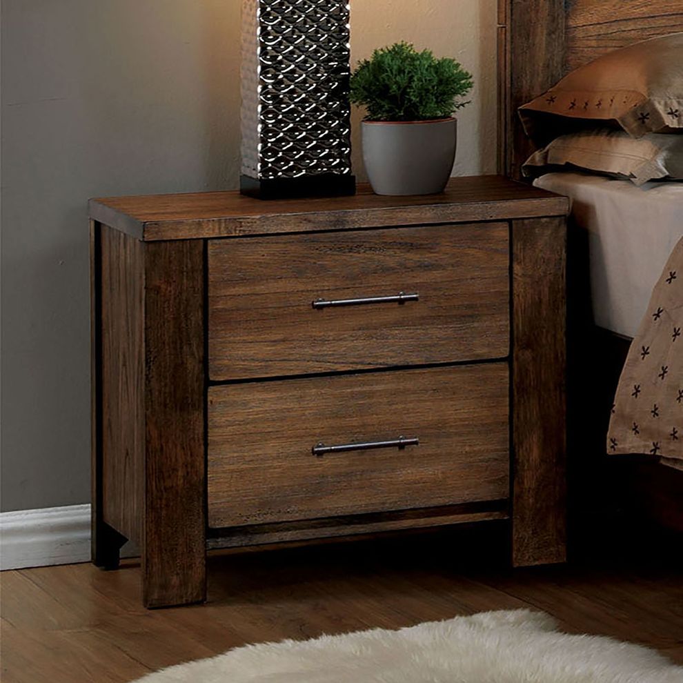 Oak wooden finish nightstand by Furniture of America
