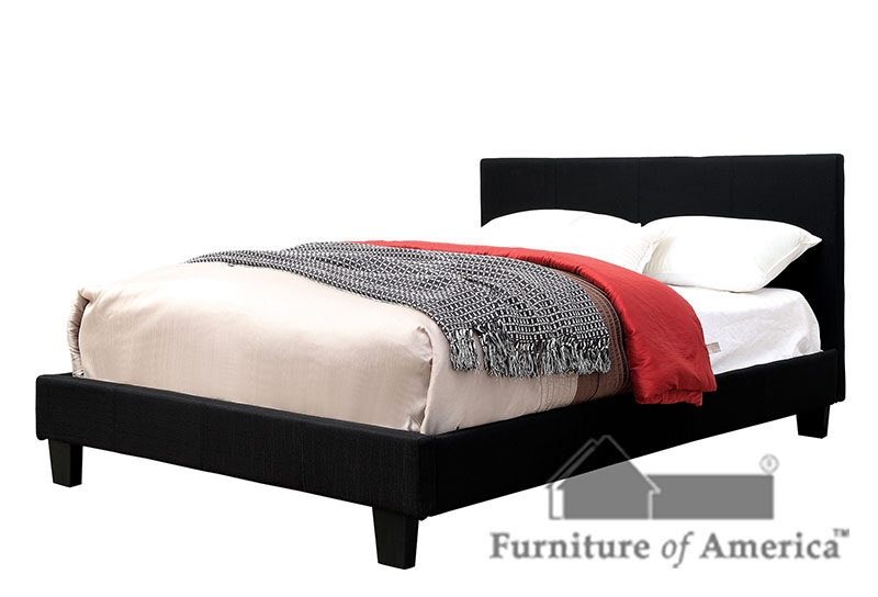 Black finish padded headboard contemporary king bed by Furniture of America