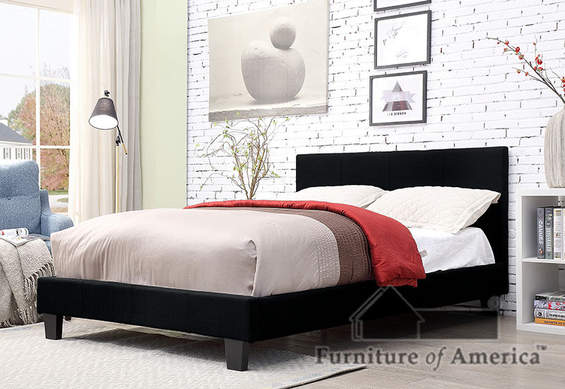 Black finish padded headboard contemporary bed by Furniture of America