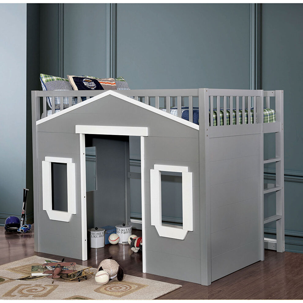 Gray/ white finish house inspired design loft bed by Furniture of America