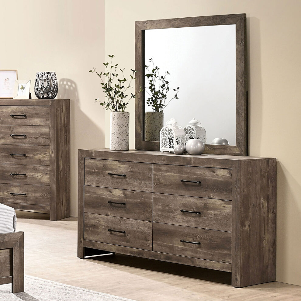 Natural tone simple modern silhouette rustic dresser by Furniture of America