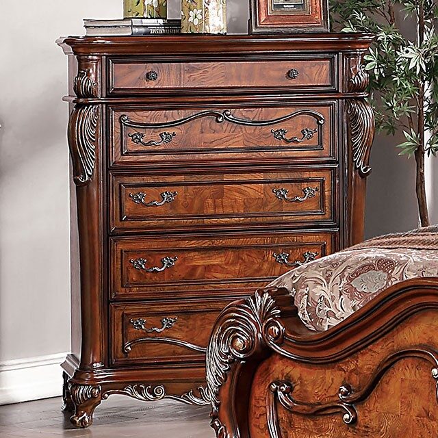 Dark oak solid wood traditional style chest by Furniture of America