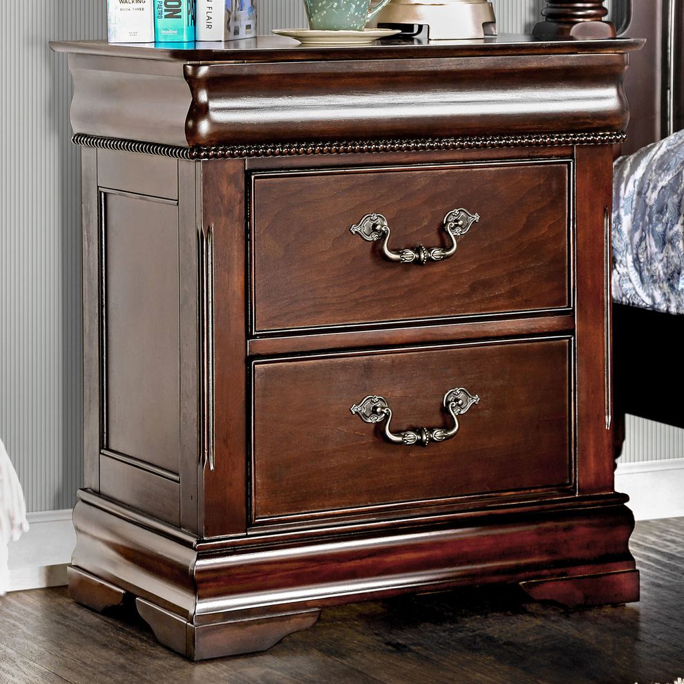English style cherry wood finish nightstand by Furniture of America