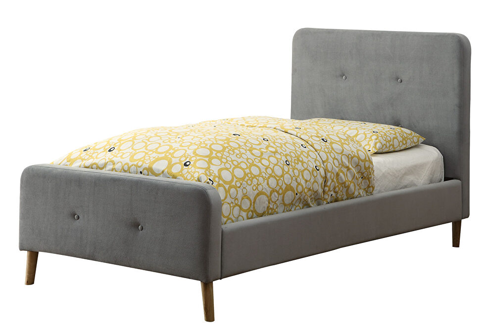 Mid-century modern style gray finish platform twin bed by Furniture of America