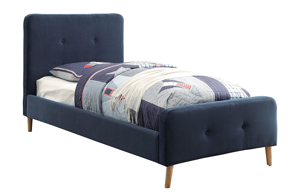 Mid-century modern style navy finish platform twin bed by Furniture of America