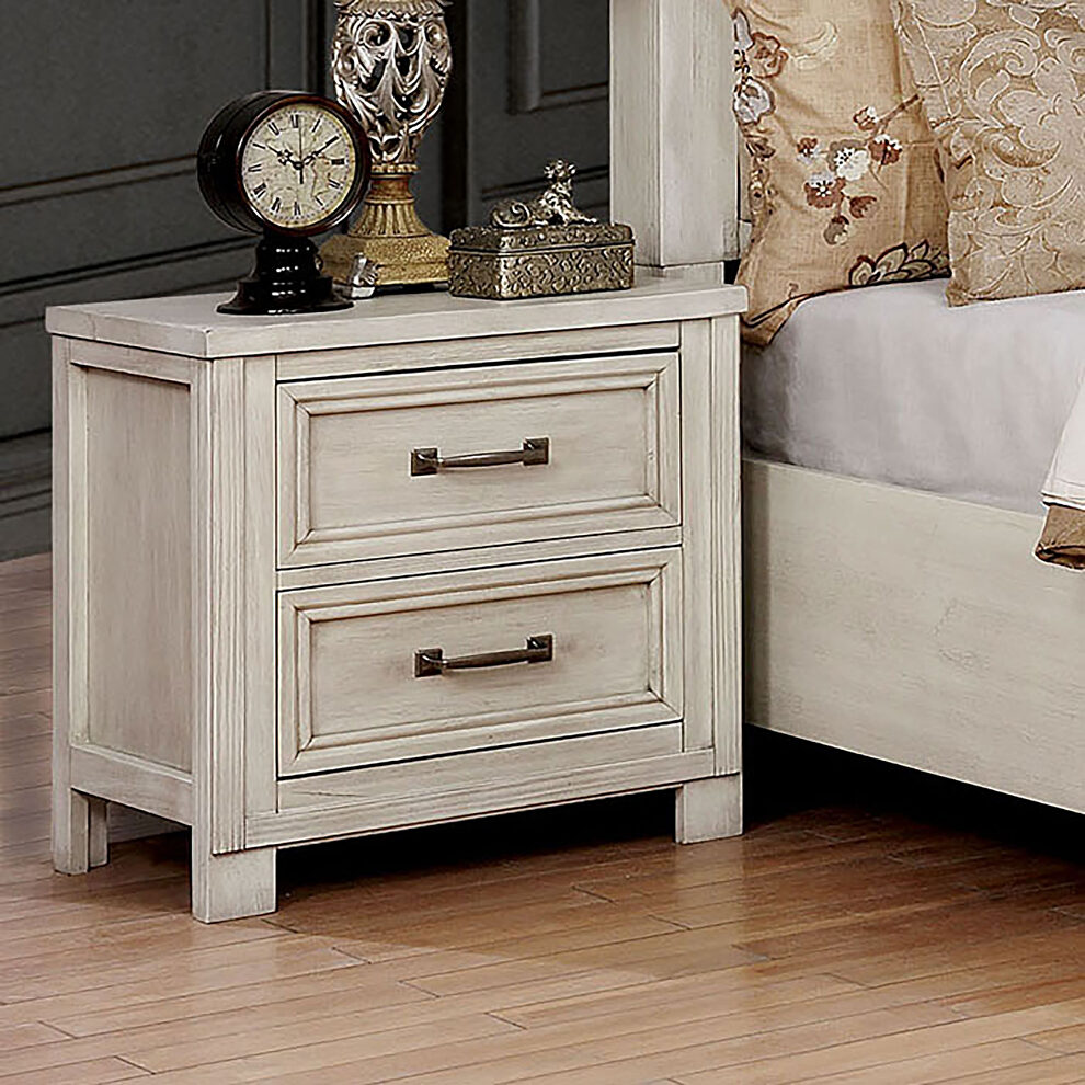 Antique white weathered finish transitional nightstand by Furniture of America
