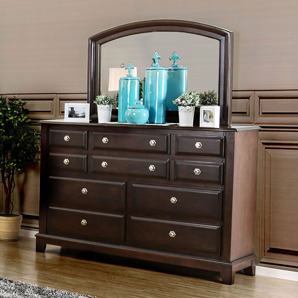 Brown cherry transitional style dresser by Furniture of America