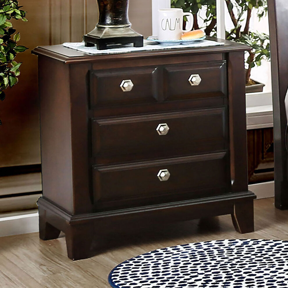 Brown cherry transitional style nightstand by Furniture of America