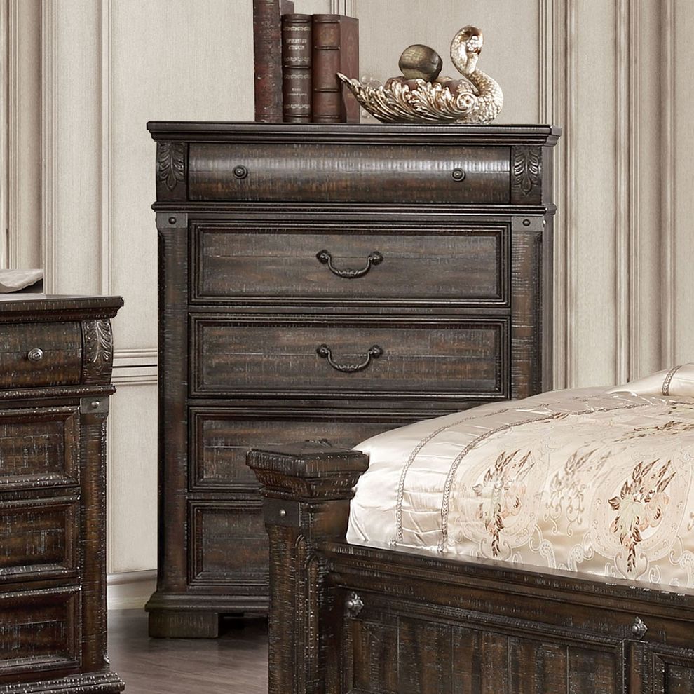Distressed walnut transitional style chest by Furniture of America