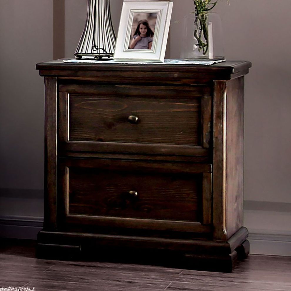 Walnut traditional style nightstand by Furniture of America