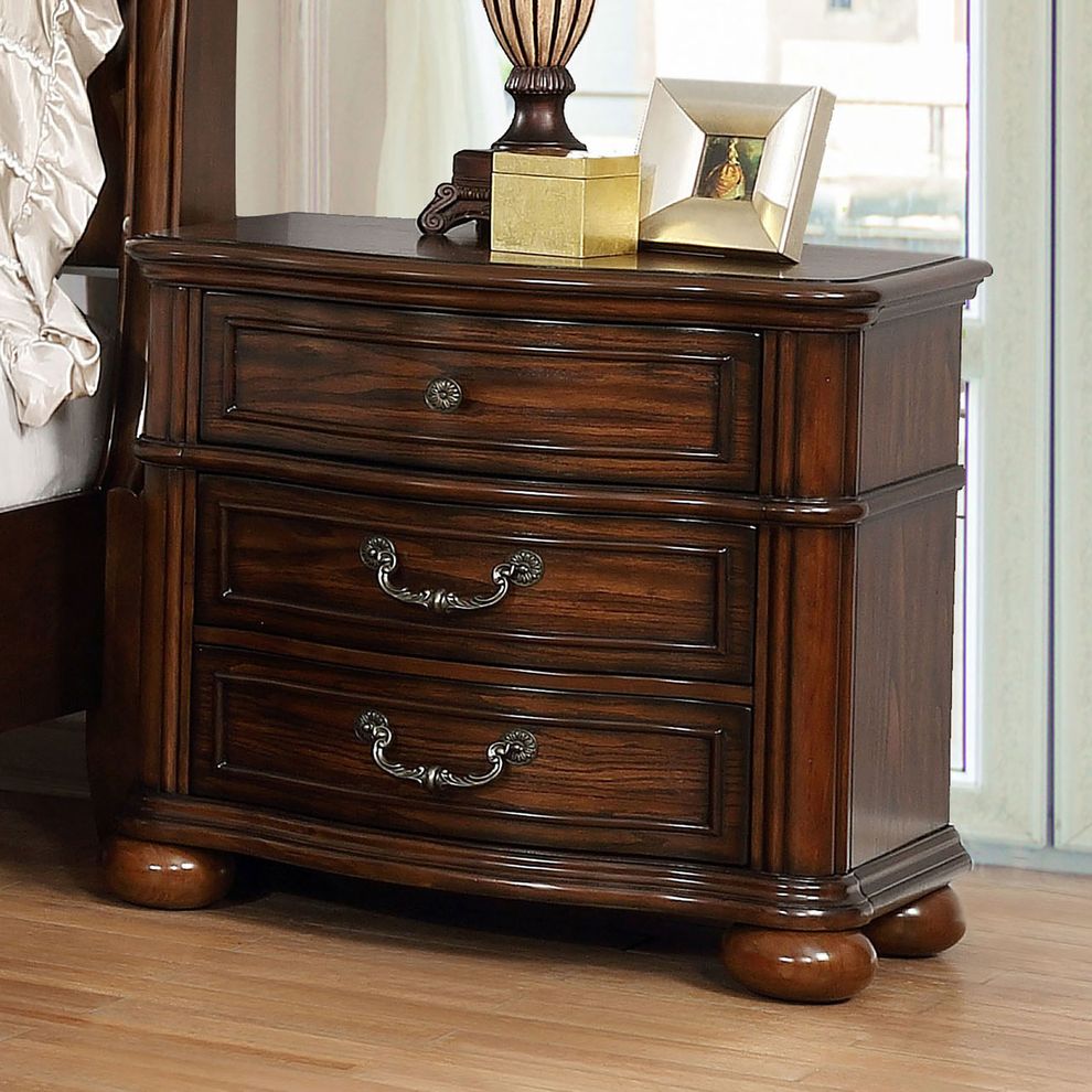 Traditional brown cherry nightstand by Furniture of America