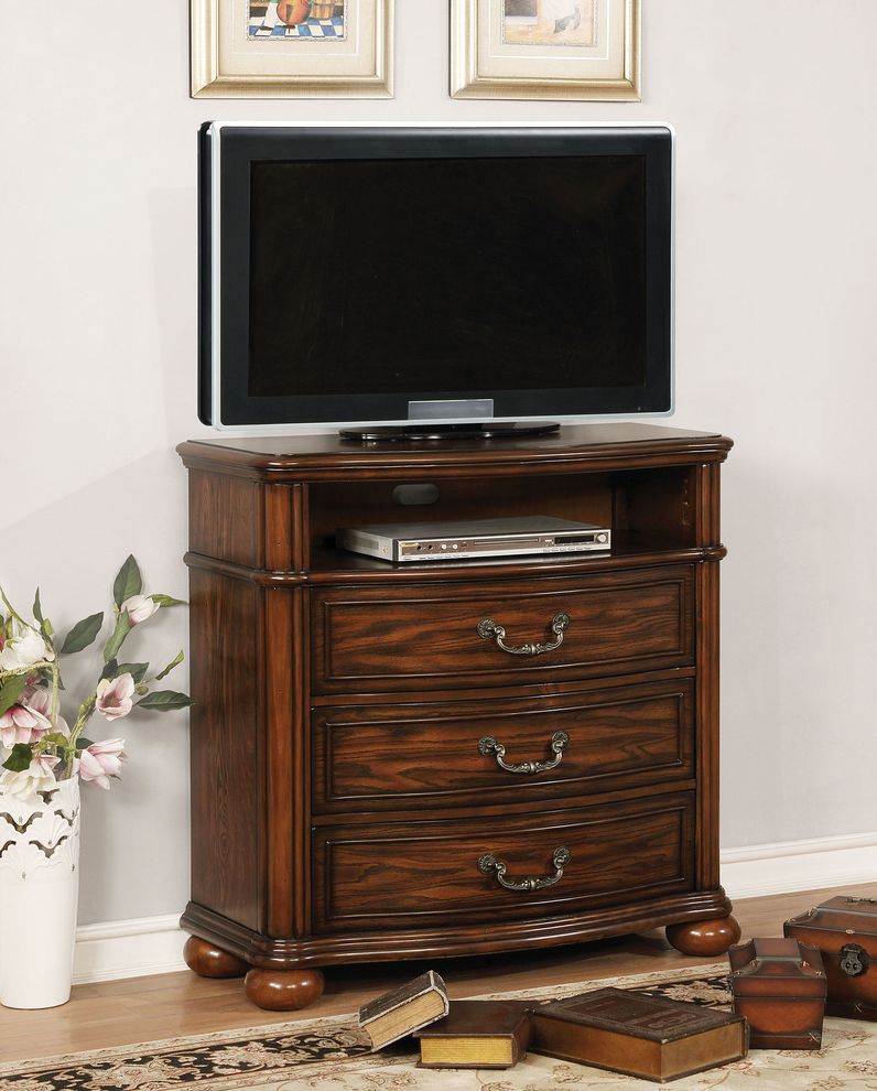 Brown cherry traditional media chest by Furniture of America