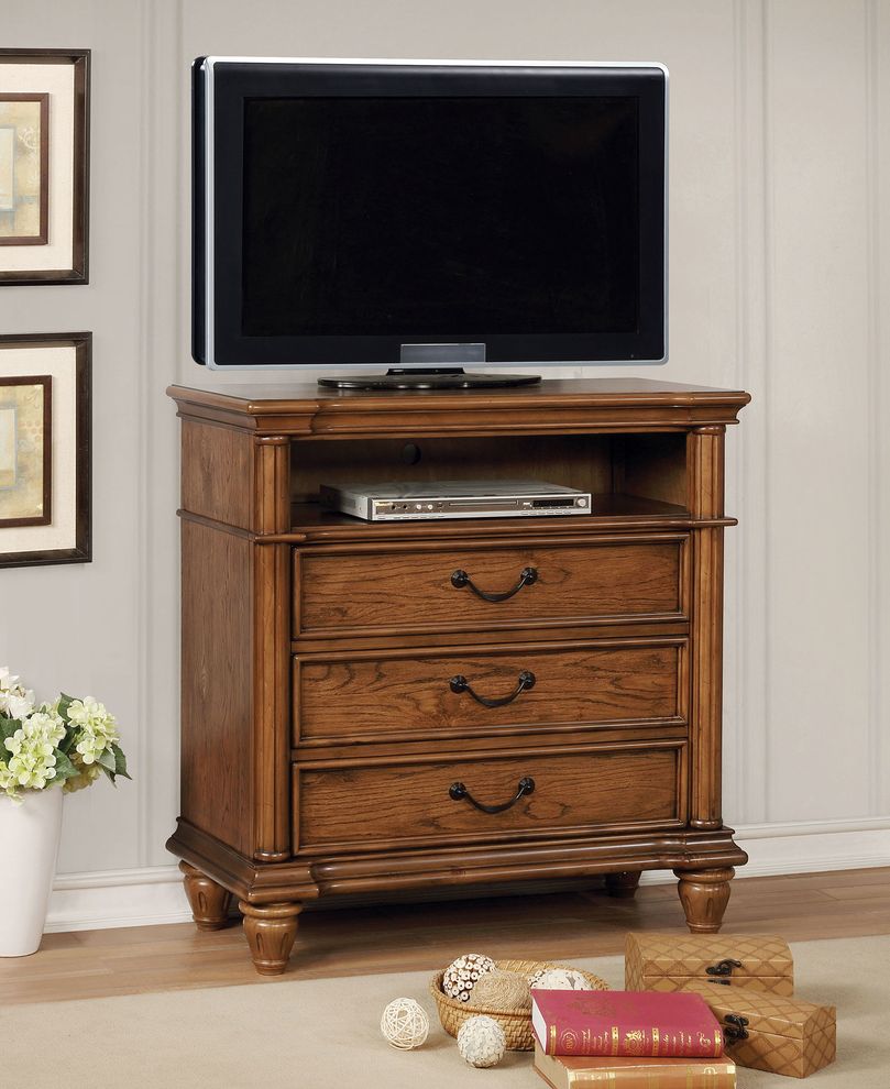 Light Oak Mantador Traditional Media Chest by Furniture of America