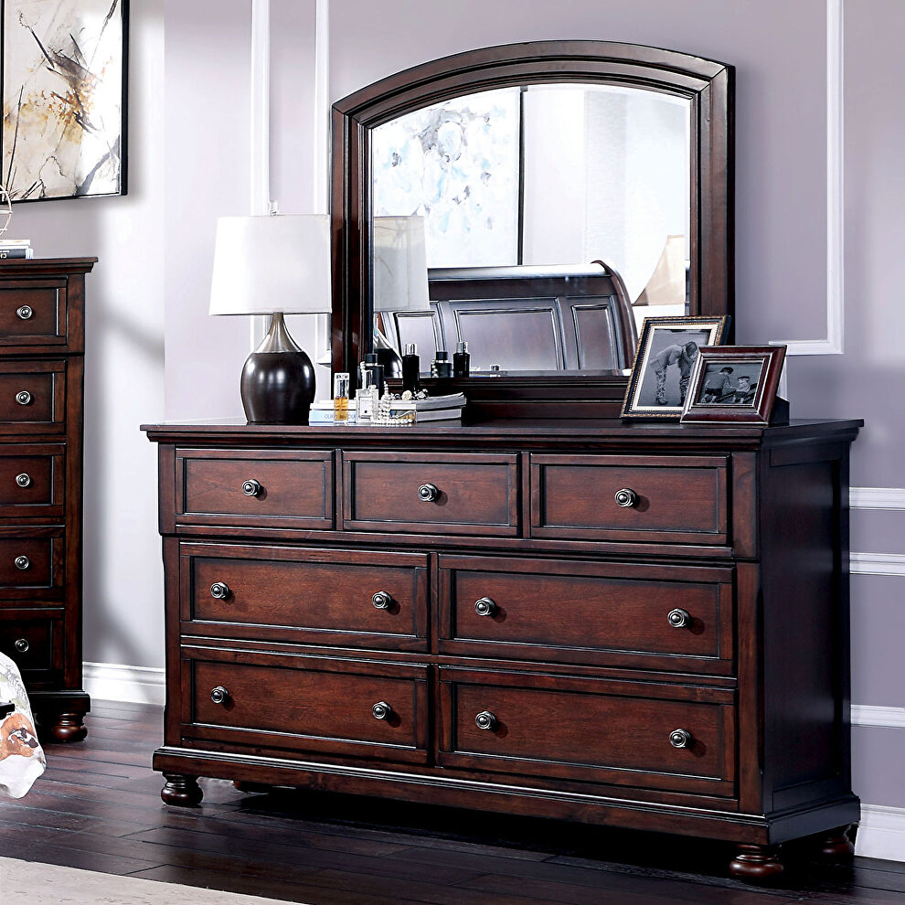 Dark cherry wood finish dresser in country style by Furniture of America